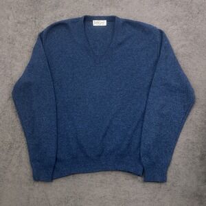 Vintage 90s jantzen pullover knit sweater blue men's size XL V-neck USA made
